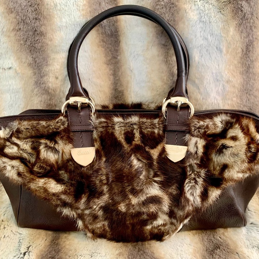 GUCCI Large Fur Signoria Tote